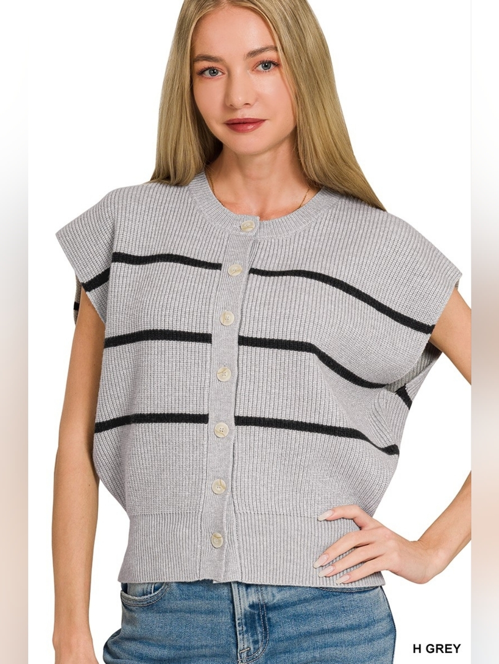 Zenana Striped Viscose Sweater Vest